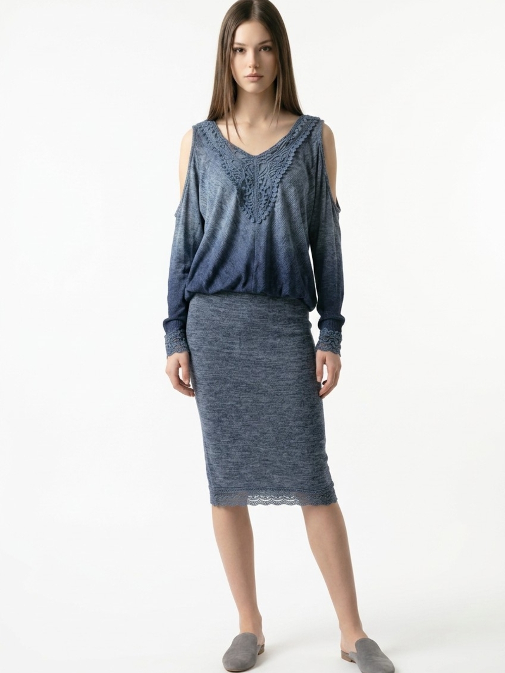 Knox Rose blue ombre cut-out long sleeve top Size Medium